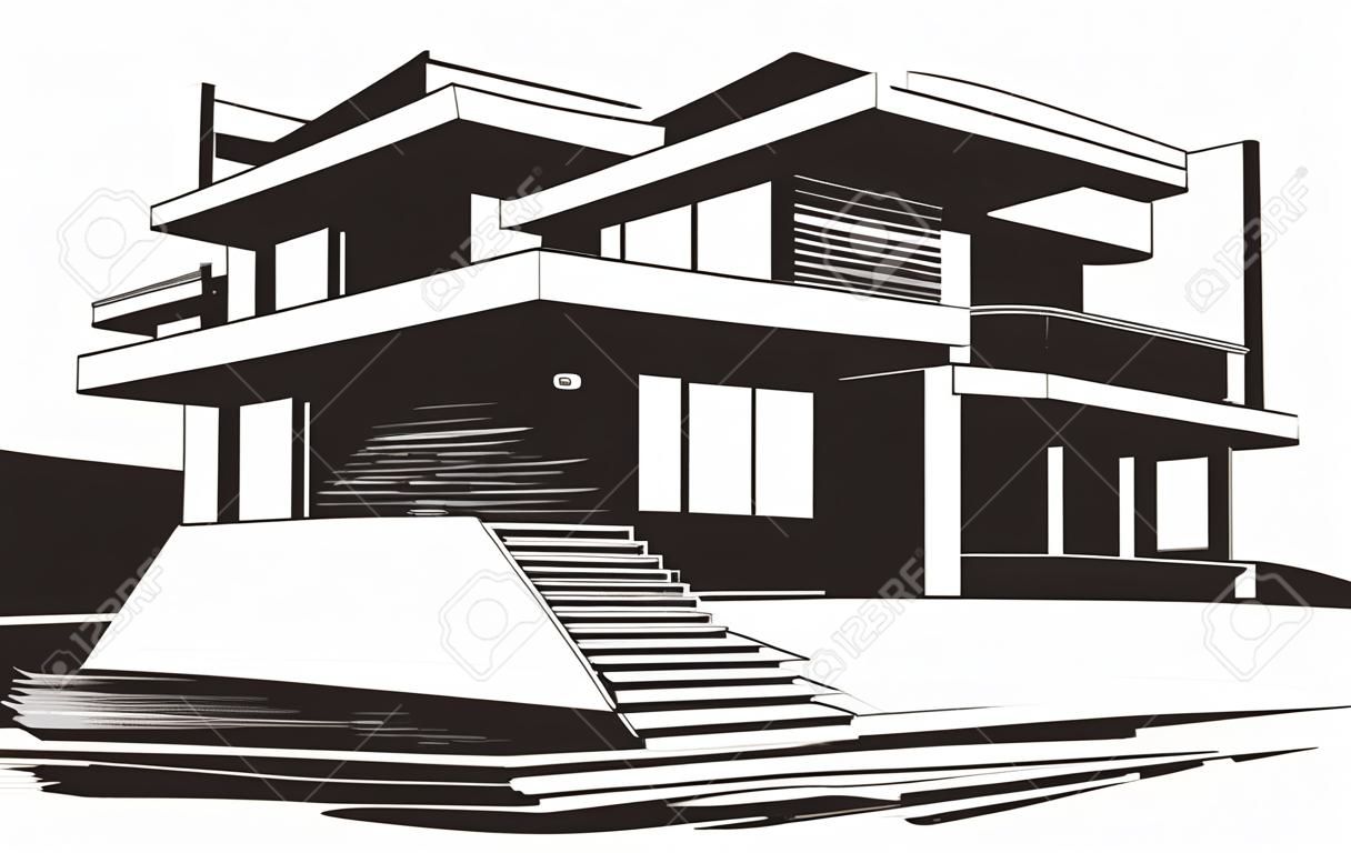 Habitat avant-gardiste conception de maison élégante logo vectoriel symbole de vie sophistiqué icône de vecteur d'idée de maison moderne