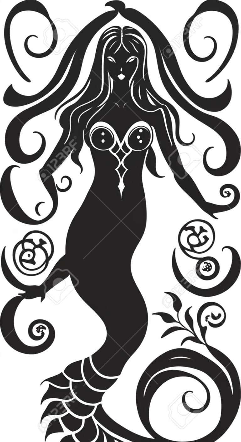 Abyssal Allure Vector Mermaid Symbol Oceanic Overture Black Mermaid Emblem
