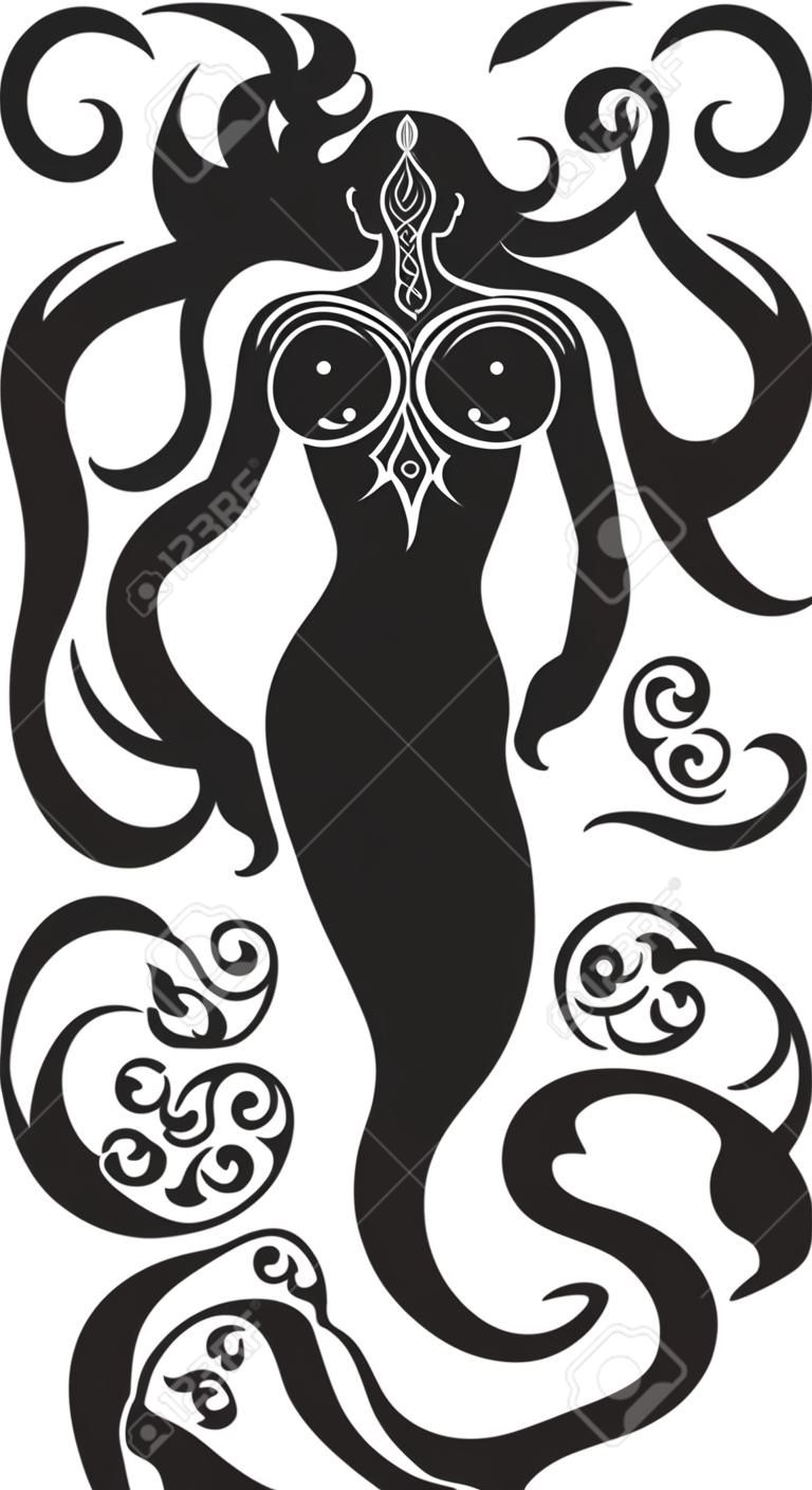 Abyssal Allure Vector Mermaid Symbol Oceanic Overture Black Mermaid Emblem