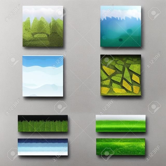 Seamless landscape square elements set in vecor