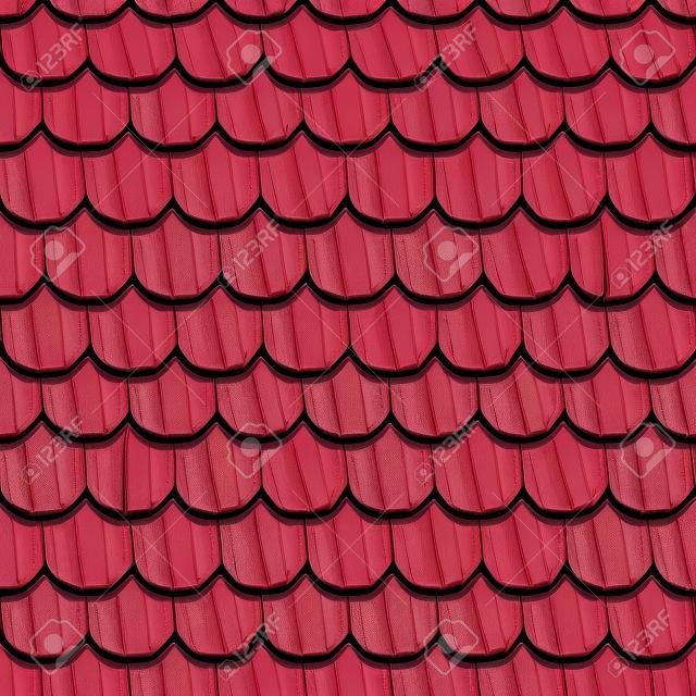 Cartoon Czerwone drewniane stare zadaszenie Dachówka bezszwowe tło, kolekcja tekstury