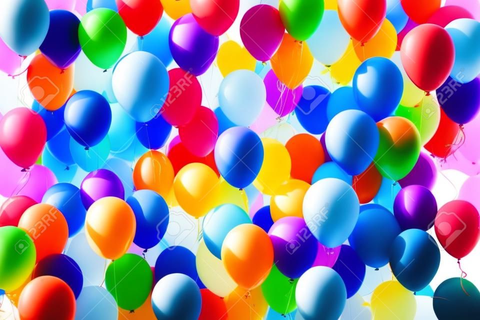 Красочный фон шаре партию с десятками воздушных шаров