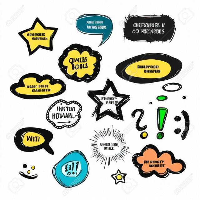 Collection of  Hand Drawn Speech And Thought Bubbles -  Vector Background