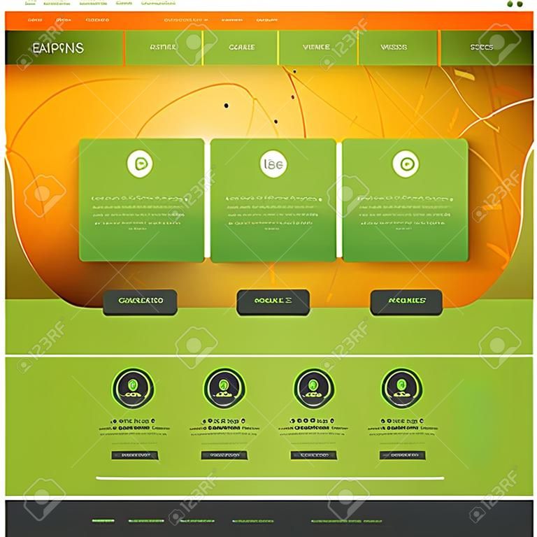 Website Template Design with Abstract Orange Header 