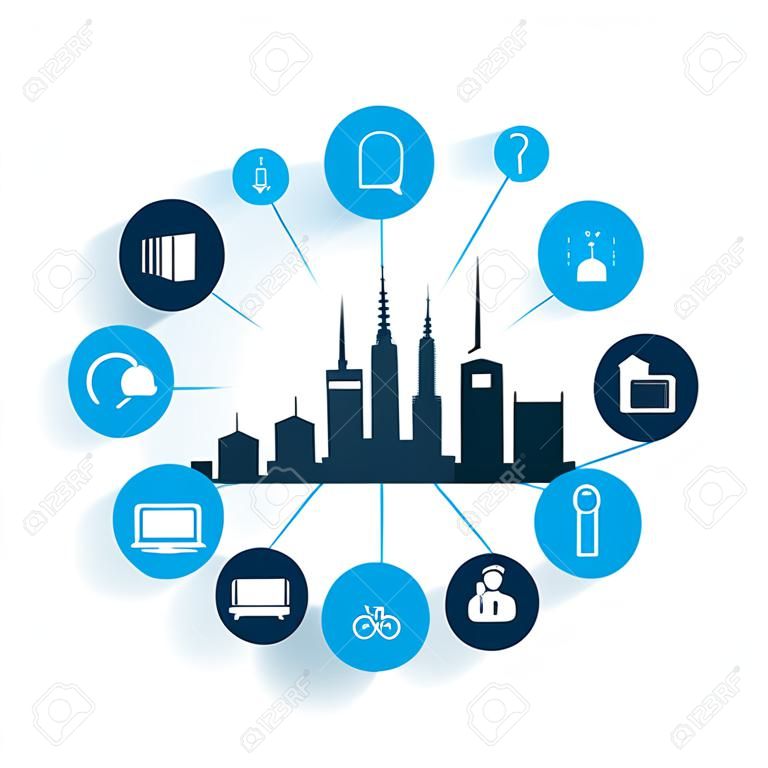 Smart City Design Concept with Icons
