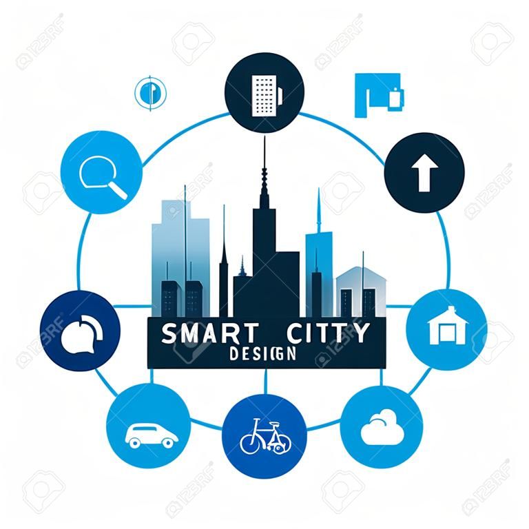 Дизайн Концепция Smart City с иконками