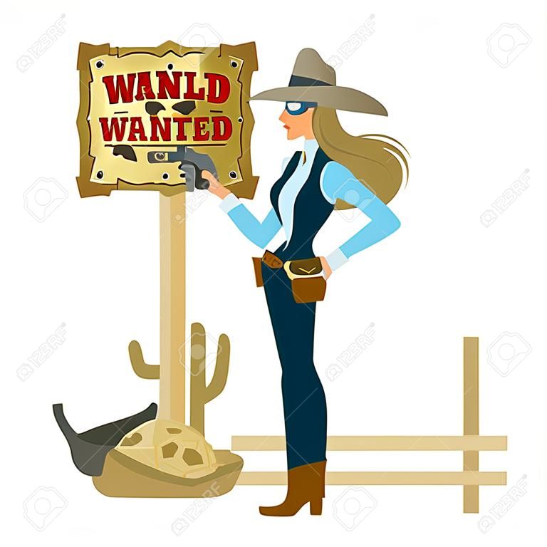 Gold-mining, and considering its future plans. wild West. Cartoon vector illustration. Flat style. Isolated on white background
