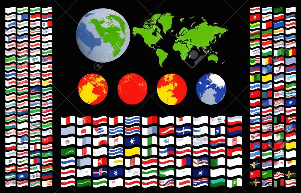 Ensemble complet de drapeaux du monde avec les couleurs officielles et détails