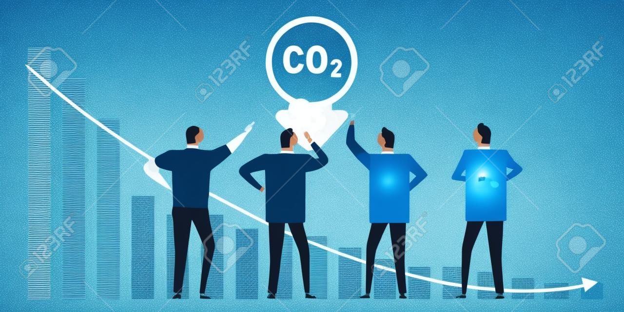 Lider redukcji emisji dwutlenku węgla co2 zgadza się, że zmniejsza zanieczyszczenie, współpracując ze sobą