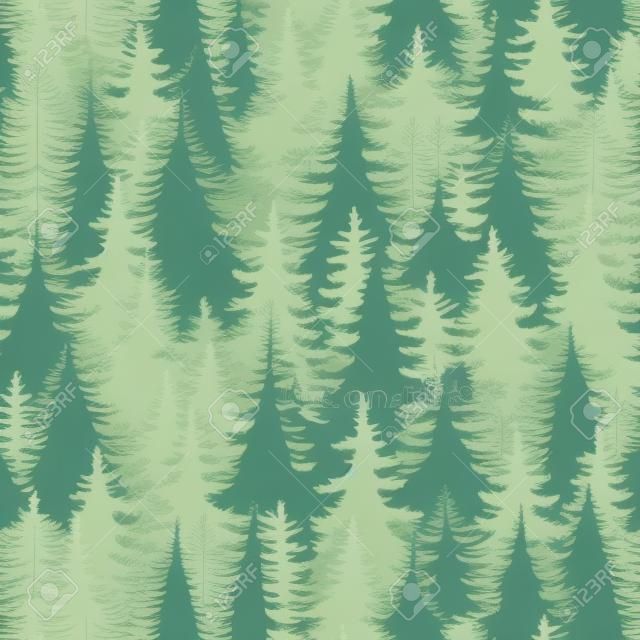 Illustration coniferous forest. Seamless pattern. Vector illustration.