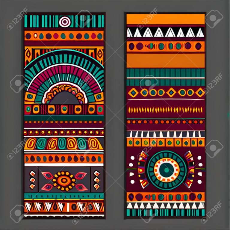 Vector decorativo tarjetas de patrón étnico abstractas conjunto