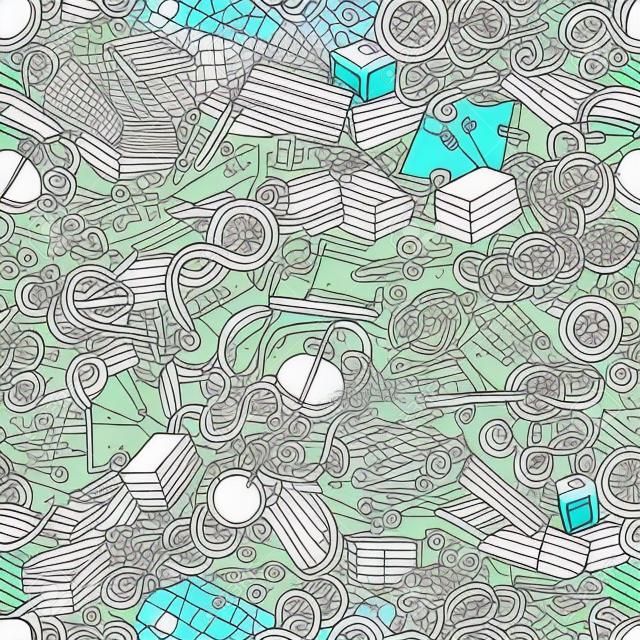 Science hand drawn doodles seamless pattern. Lab equipment background. Cartoon medical coloring design. Sketchy vector illustration