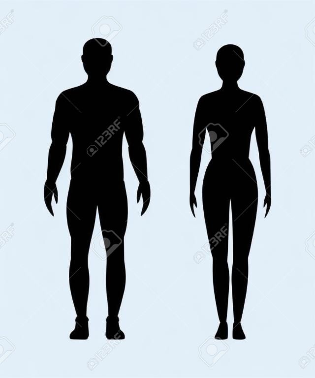 Male and female silhouette, isolated on a white background. Vector flat illustration. man and a woman.