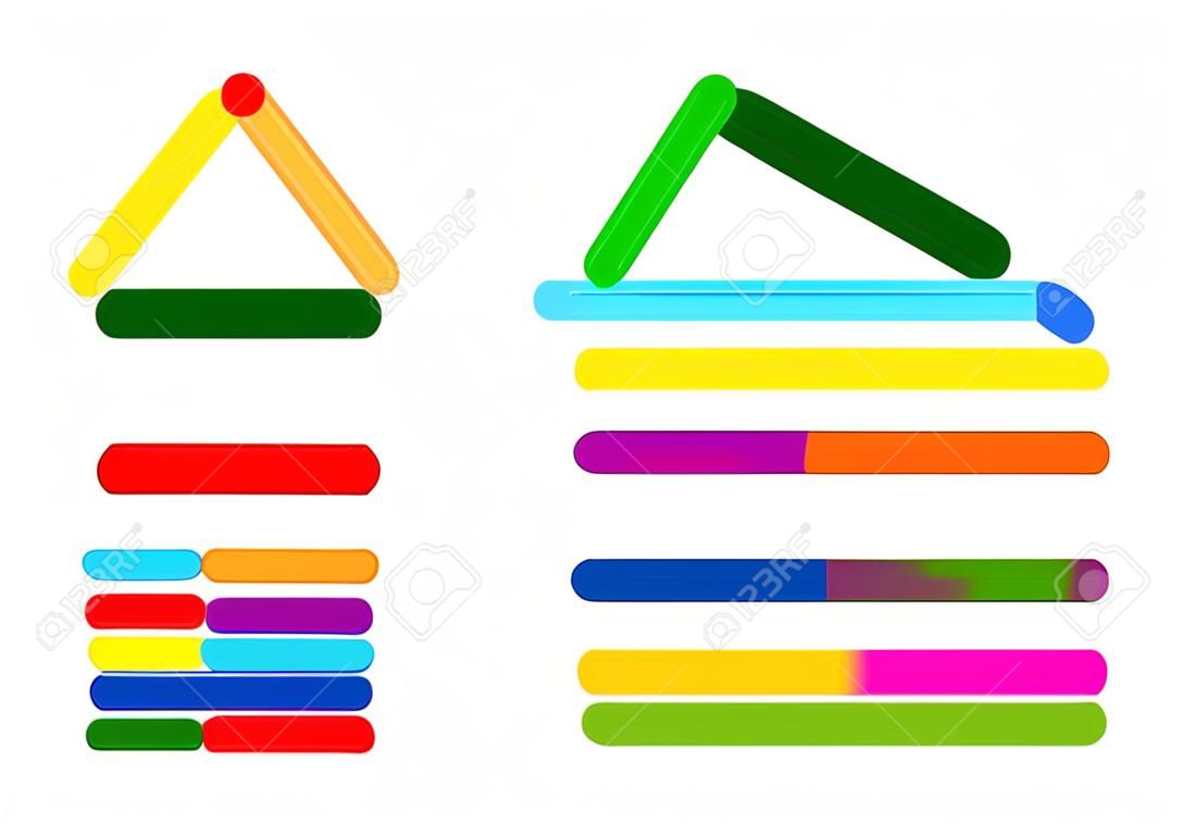 Rainbow color ice cream stick house for kids game.