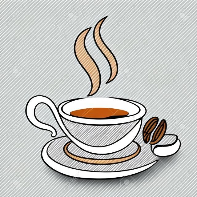 sketch of coffee cup, stylized vector icon