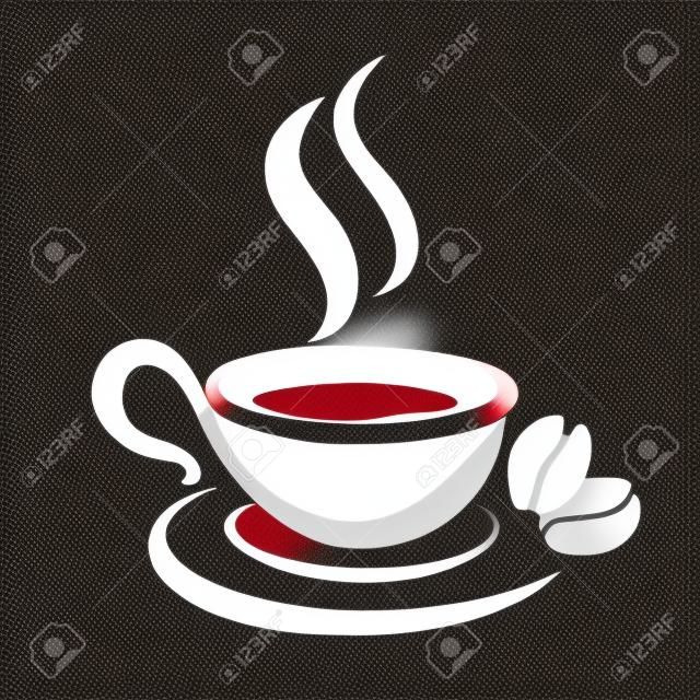 コーヒー カップ、様式化されたベクトルのアイコンのスケッチ