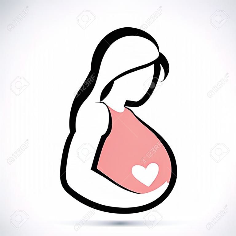 Беременная женщина, стилизованный символ вектор