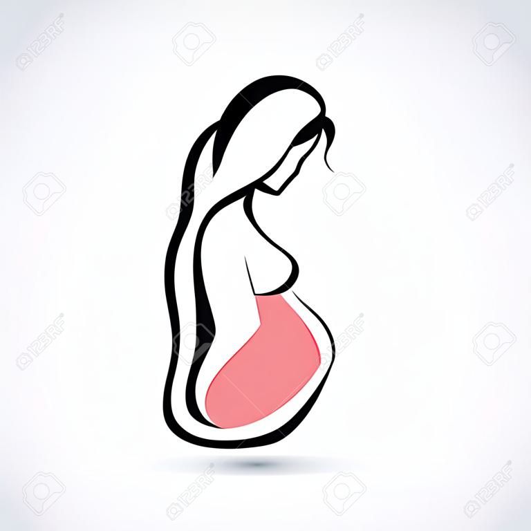 zwangere vrouw, gestileerde vector symbool