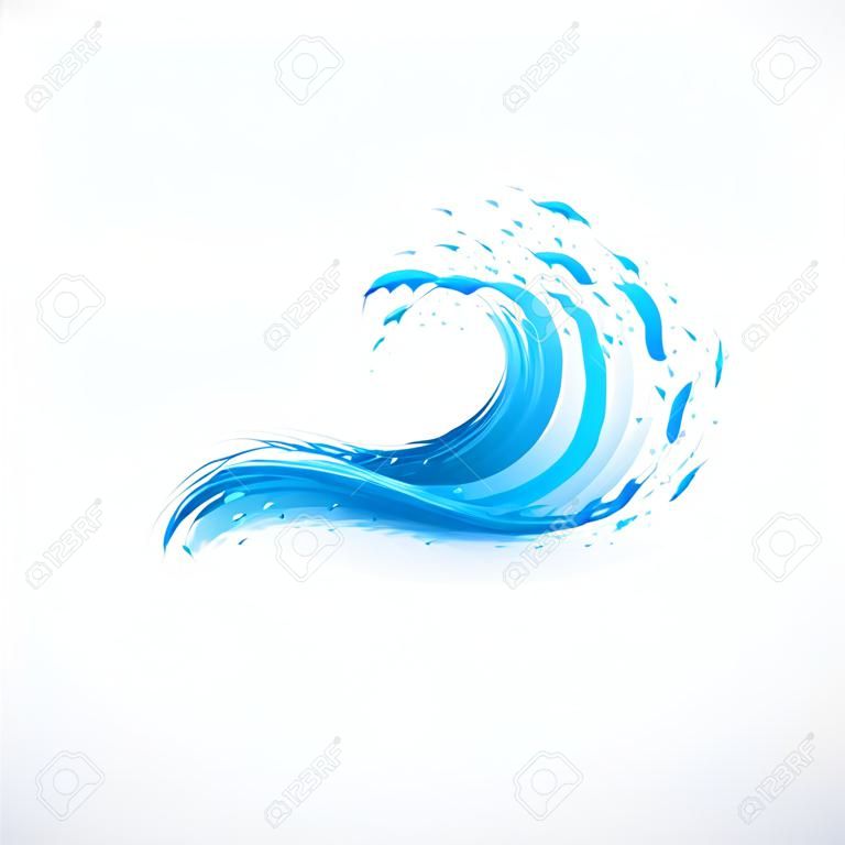 onda de agua azul, símbolo vector abstracto