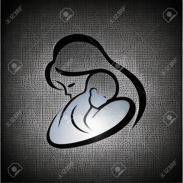 mãe e seu bebê silhueta, isolado símbolo vetorial