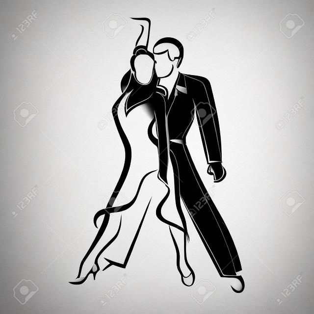 dancing couple outlined sketch