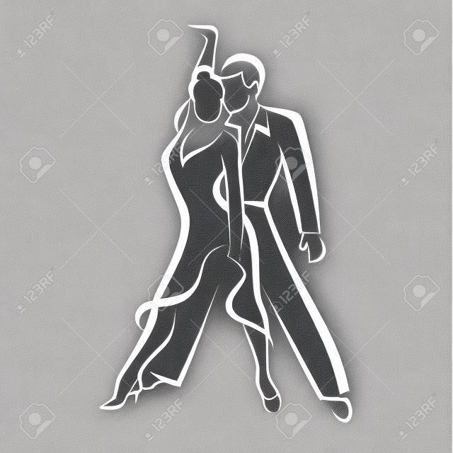 dancing couple outlined sketch