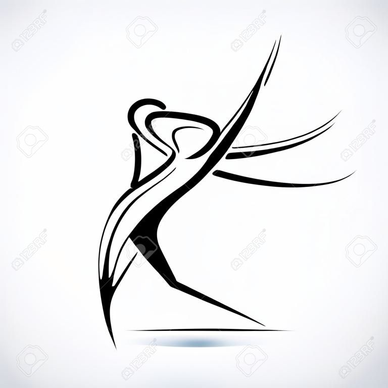 dans çift, belirtilen vektör kroki, stilized sembol