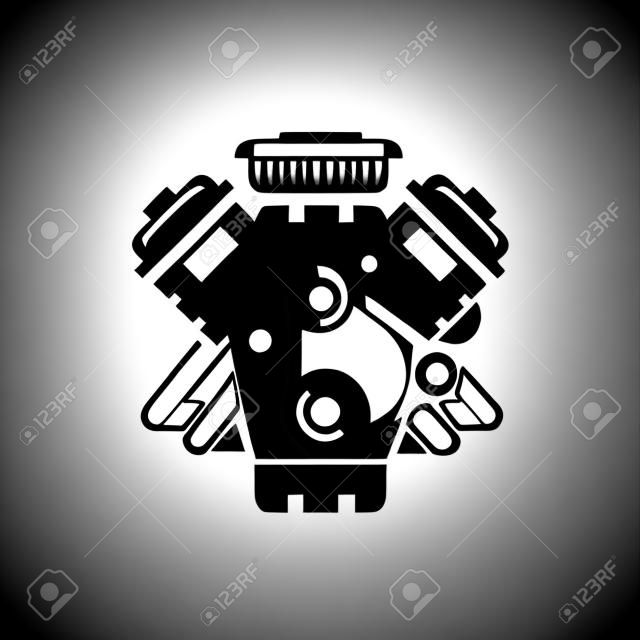 car engine symbol, stylized vector silhouette of automobile motor