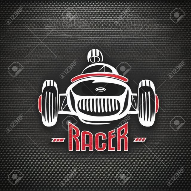 coche de carreras retro, vintage vector símbolo, emblema, plantilla de etiqueta