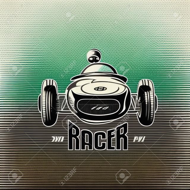 retro race car, vintage vector symbol, emblem, label template