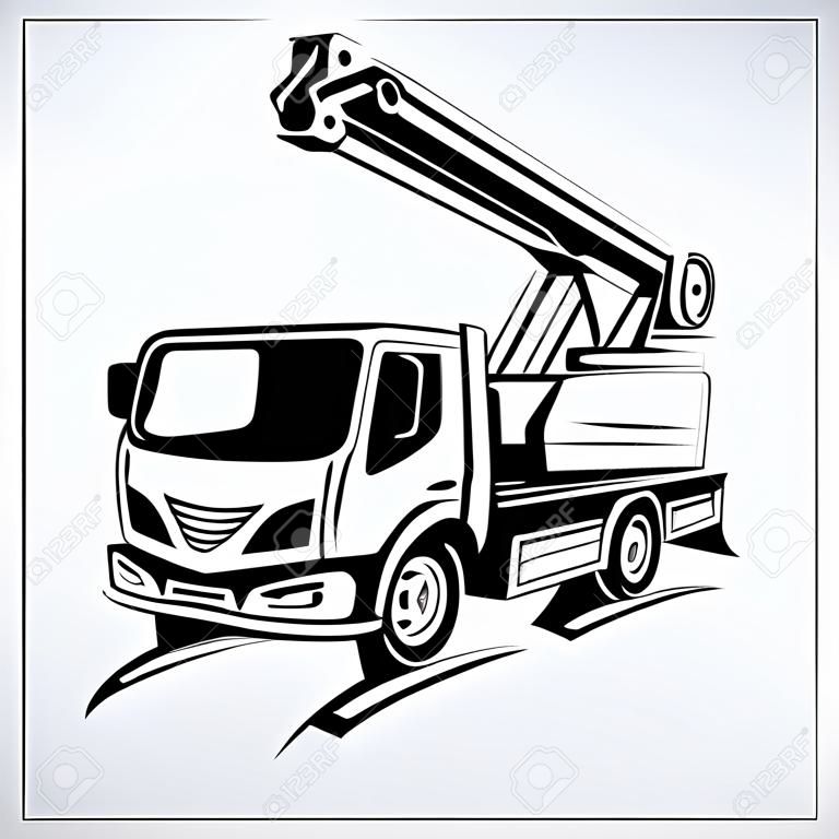 auto crane isolated vector symbol, stylized sketch