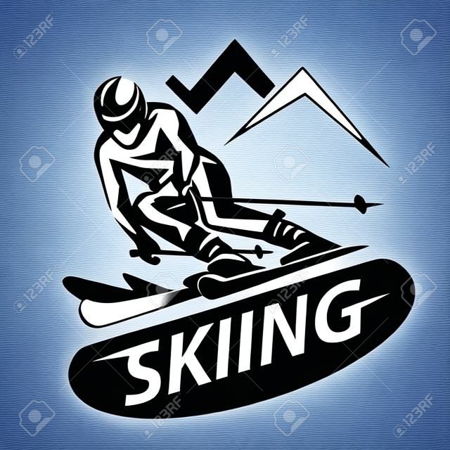 滑雪程式化的矢量符號，標誌或標誌模板