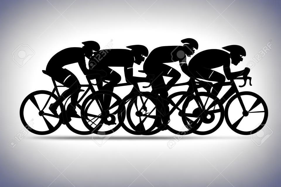Radrennen stilisierten Hintergrund, Radfahrer Vektor-Silhouetten