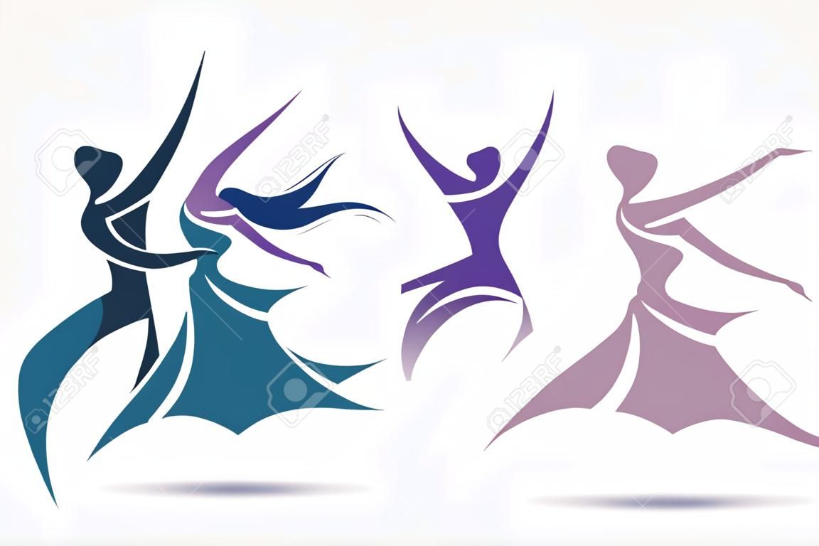 Balowa para tanecznych symboli kolekcji, stylizowane zestaw ikon wektorowych