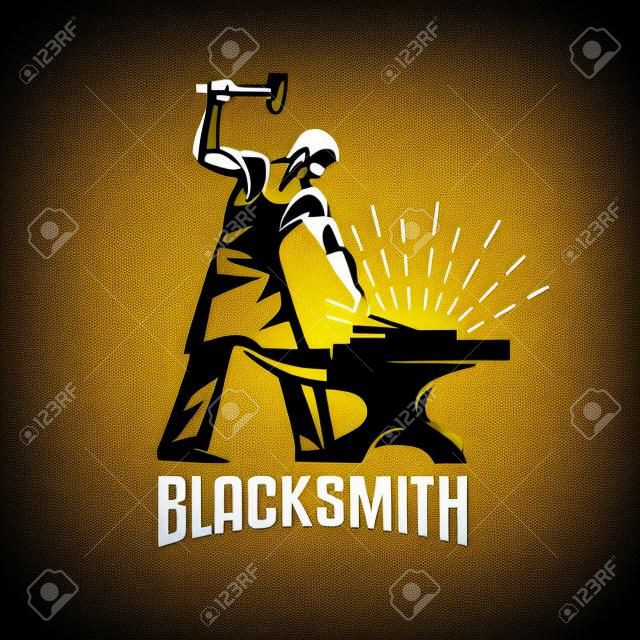 Blacksmith isoliert Vektor-Symbol, stilisierte Retro-Emblem-Vorlage.
