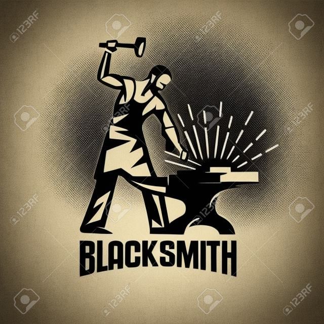 Blacksmith isoliert Vektor-Symbol, stilisierte Retro-Emblem-Vorlage.