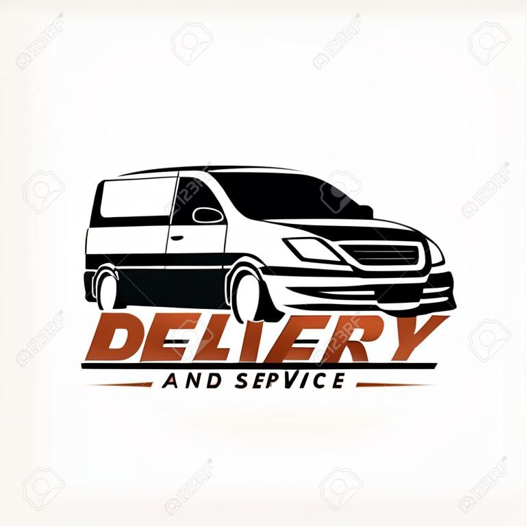 teslimat ve nakliye hizmeti logo şablonu, minivan stilize sembol