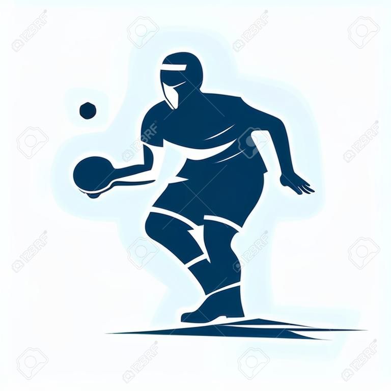 joueur de tennis de table stylisé silhouette vectorielle, modèle de logo ping pong