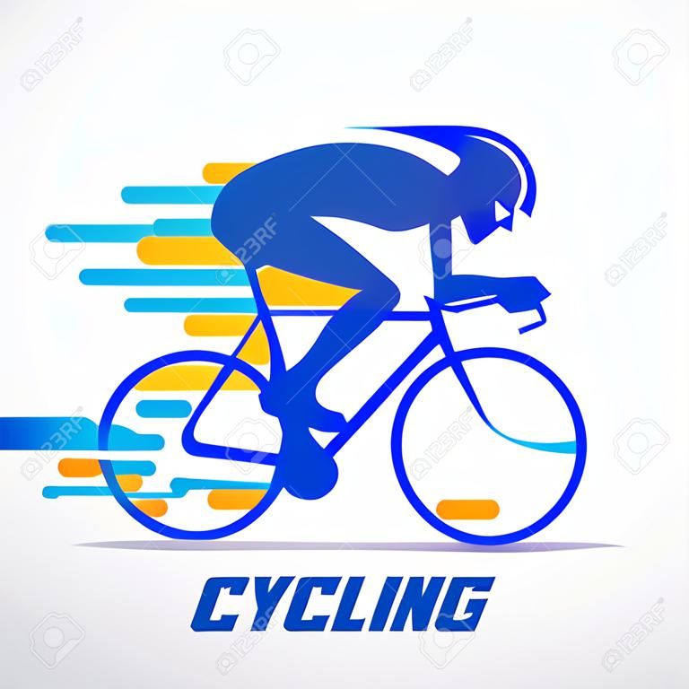 ciclismo, corrida, estilizado, fundo, ciclista, vector, silhueta