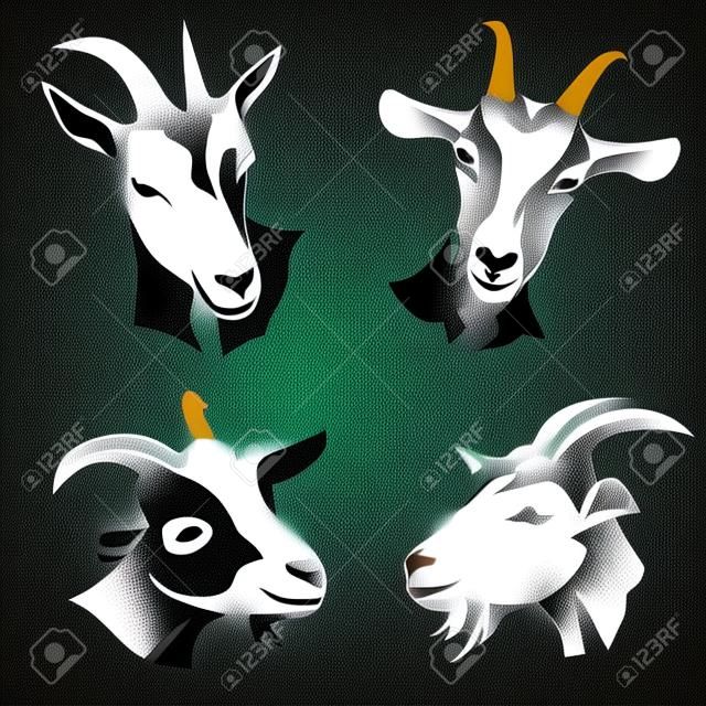 goat heads collection, stylized vector  template