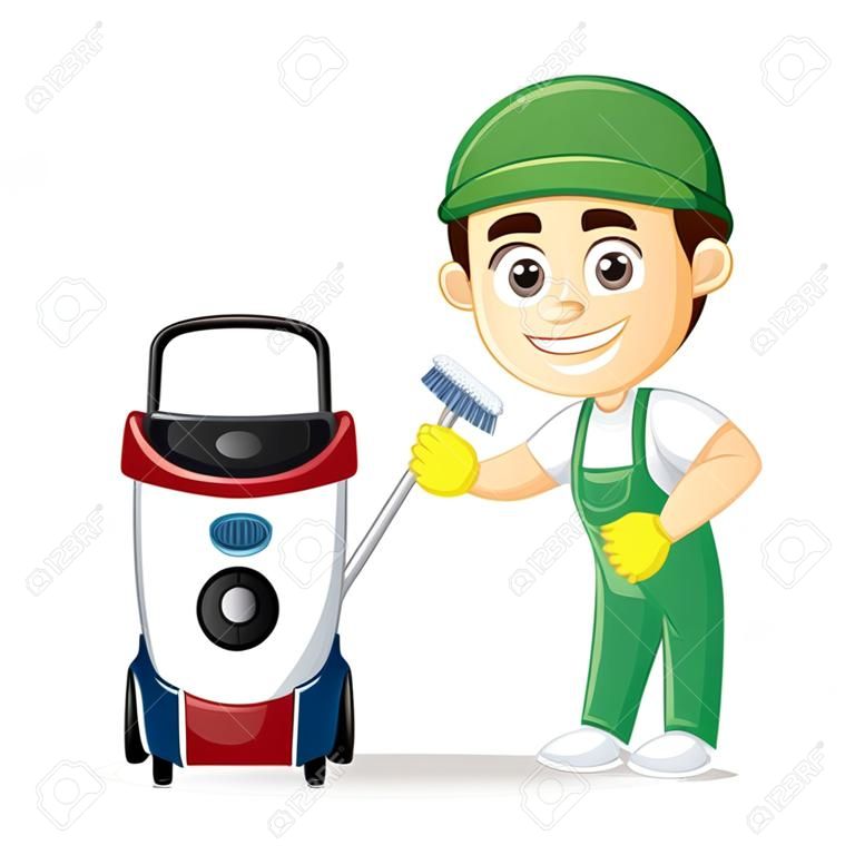 Cleaning Service clipart cartoon mascot, can be download in vector format for unlimited image size