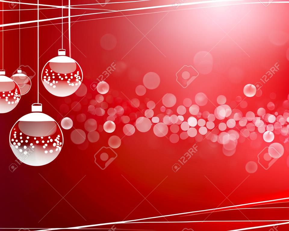 Résumé de fond avec boules de Noël rouges et des lumières colorées sur Noël.