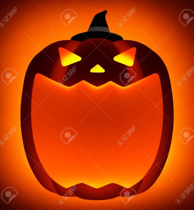 Halloween pumpkin head (jack o lantern) illustration (mouth open) / text space