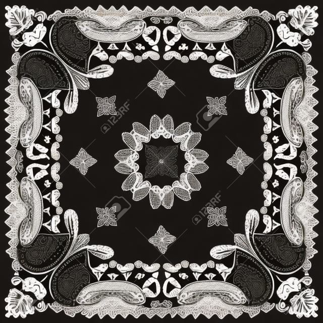 Ilustración de vector de patrón textil Paisley para pañuelo, bufanda, etc.