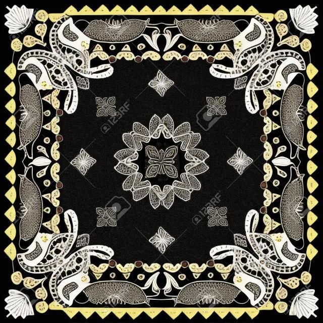 Ilustração vetorial de padrão têxtil Paisley para bandana, cachecol etc.