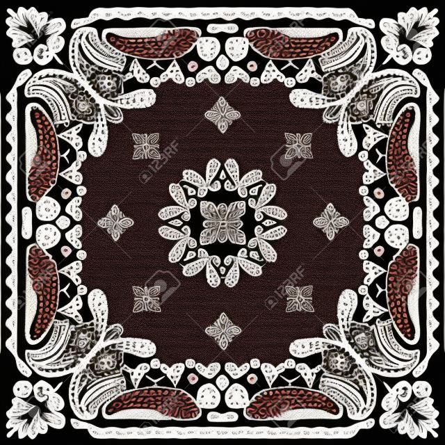 Ilustração vetorial de padrão têxtil Paisley para bandana, cachecol etc.