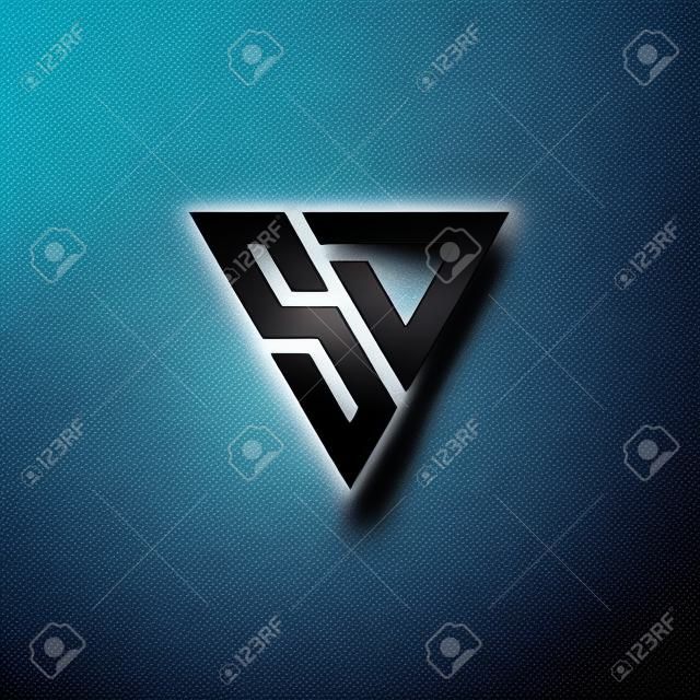 SD Logo letter monogram with triangle shape design template isolated on black background