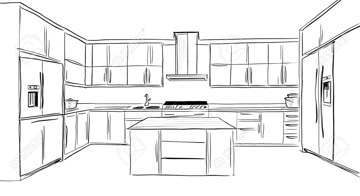 Küche Skizze 3d