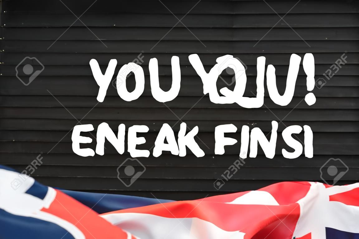 Bandeira da Grã-Bretanha e pergunta Você fala Inglês