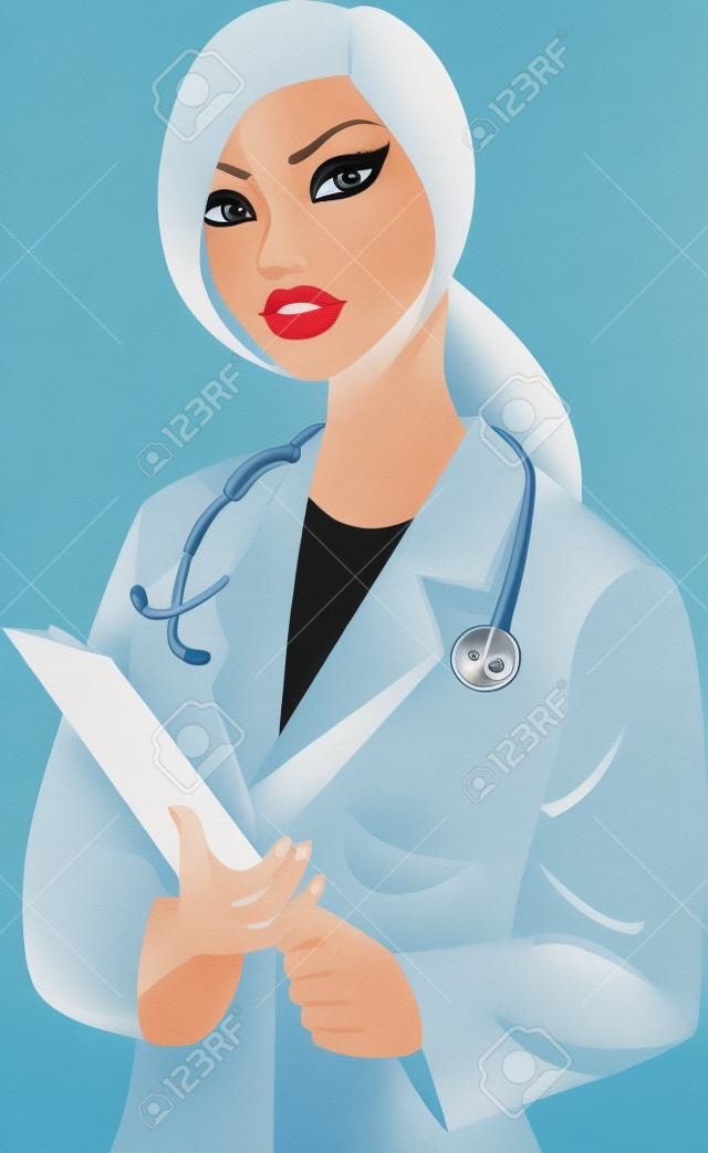 mujer blanca de médico. Vea otros en esta serie.